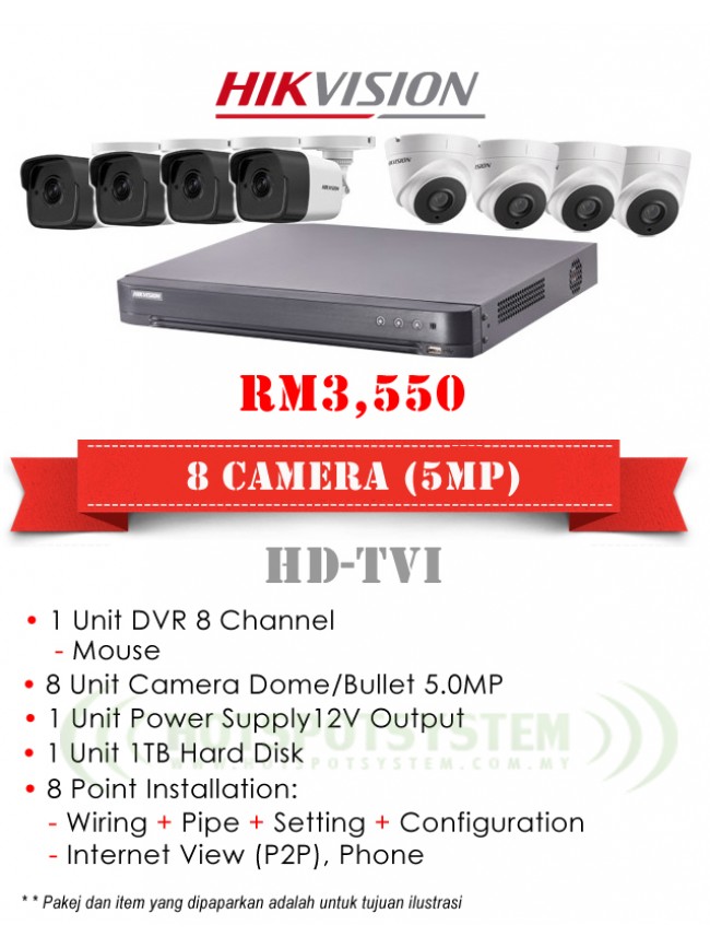 PACKAGES CCTV 8 CAMERA 8CH-5MP