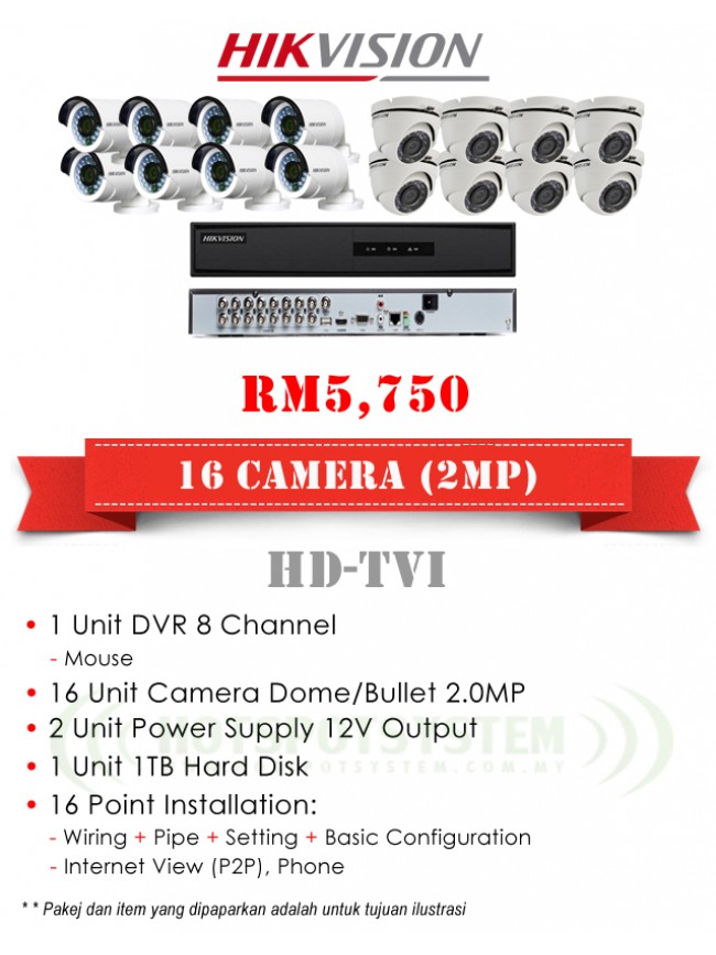 PACKAGES CCTV 16 CAMERA 16CH-2MP