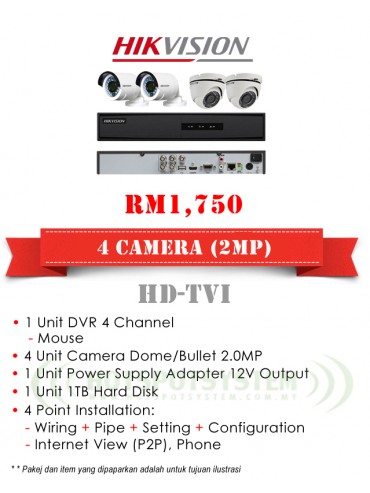 PACKAGES CCTV 4 CAMERA 4CH-2MP