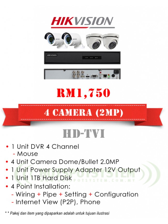 PACKAGES CCTV 4 CAMERA 4CH-2MP