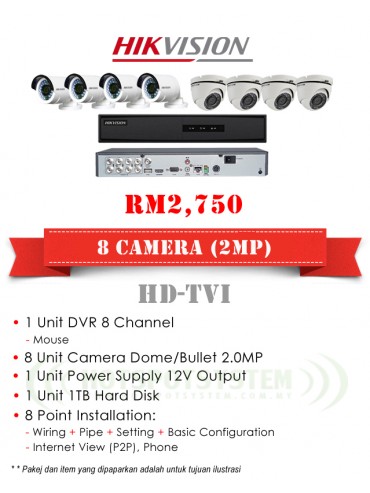 PACKAGES CCTV 8 CAMERA 8CH-2MP